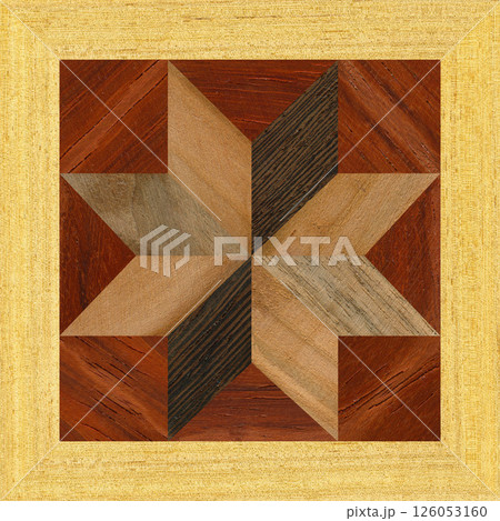 Wooden marquetry frame can be patterns created from the combination of pine wenge and walnut wood, wooden floor, parquet, cutting board Wooden marquetry frame can be patterns created from the combination of pine wenge and walnut wood, wooden floor, parquet, cutting board 126053160