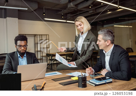 Group of business consultants having a brainstorming session in the office 126053198