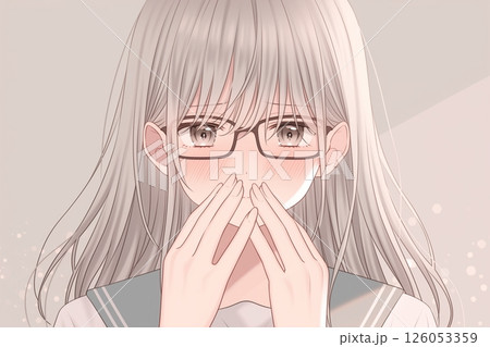 ドキドキする女子高生・イラスト「AI生成画像」 126053359