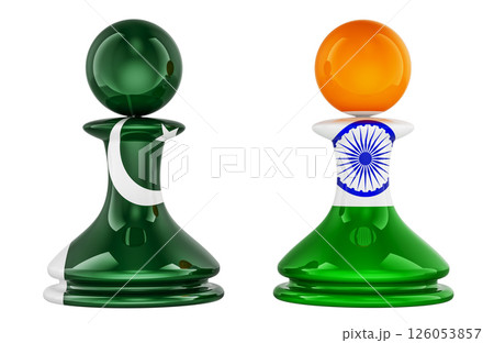 Pakistan and India confrontation and opposition concept. 3D rendering Pakistan and India confrontation and opposition concept. 3D rendering 126053857