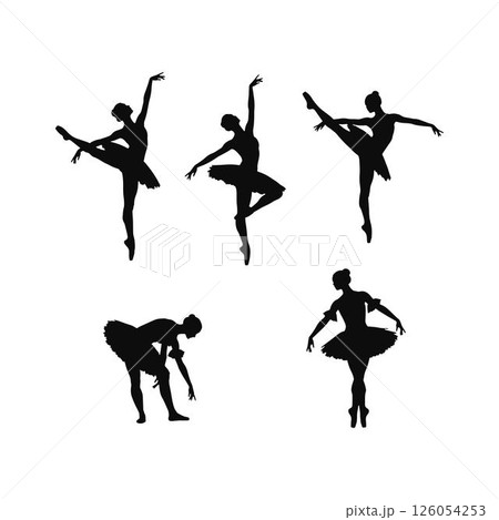 Ballet Dancer Silhouettes Set. 126054253