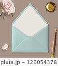 Mockup of a blank envelope with a liner, styled photo template 126054378