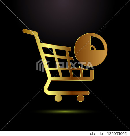 Online shopping icon design illustration. Shopping sign symbol in gold color style 126055065