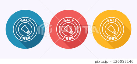 Salt free icon design illustration. Sodium free icon, No salt sign symbol in shadow button design 126055146