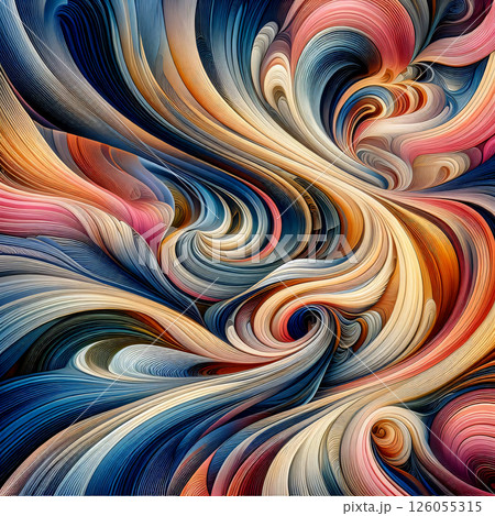 An abstract pattern resembling swirling watercolor waves, it is bright, vibrant and hidden. 126055315