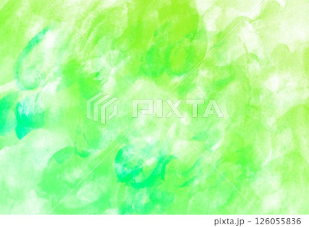 手描きクレヨンタッチと水彩背景緑色 126055836