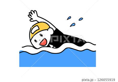 クロールで泳ぐ子どものイラスト クロールで泳ぐ子どものイラスト 126055919