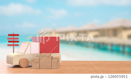 The Cardboard box and van truck for transporting concept 3d rendering. The Cardboard box and van truck for transporting concept 3d rendering. 126055951