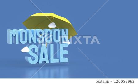 The Yellow umbrella for monsoon sale concept 3d Rendering. The Yellow umbrella for monsoon sale concept 3d Rendering. 126055962