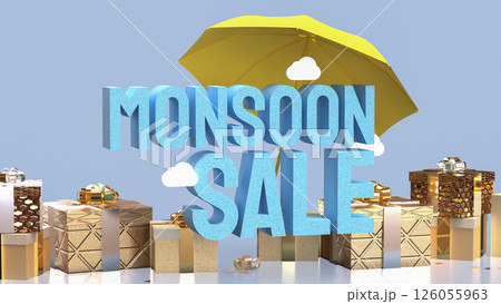 The Yellow umbrella for monsoon sale concept 3d Rendering. The Yellow umbrella for monsoon sale concept 3d Rendering. 126055963