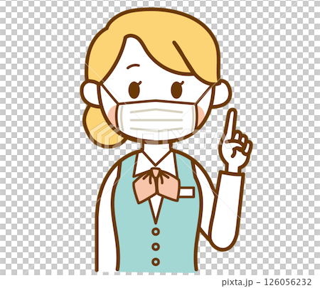 Illustration of a female receptionist wearing a mask Illustration of a female receptionist wearing a mask 126056232