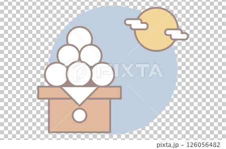 シンプルでかわいい月見団子の秋のイラスト シンプルでかわいい月見団子の秋のイラスト 126056482