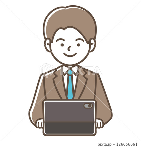 タブレットPCで仕事をする男性のベクターイラスト 126056661