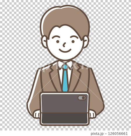 タブレットPCで仕事をする男性のベクターイラスト 126056661