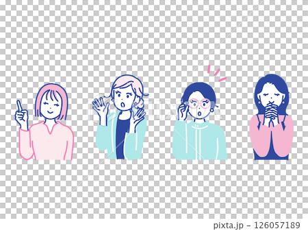 各種姿勢的女人的插畫素材 126057189