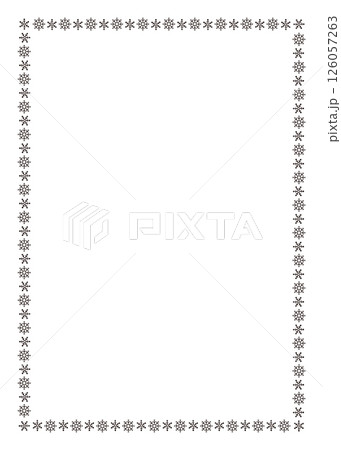 シンプルな手書きのかわいい雪の結晶の四角フレーム 126057263