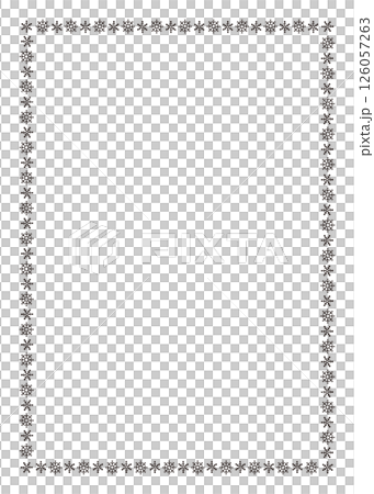 シンプルな手書きのかわいい雪の結晶の四角フレーム 126057263