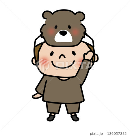 お遊戯会でクマのお面を被った男の子 お遊戯会でクマのお面を被った男の子 126057283