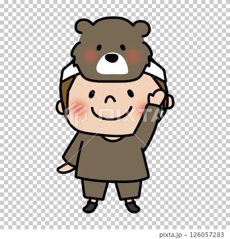 お遊戯会でクマのお面を被った男の子 お遊戯会でクマのお面を被った男の子 126057283