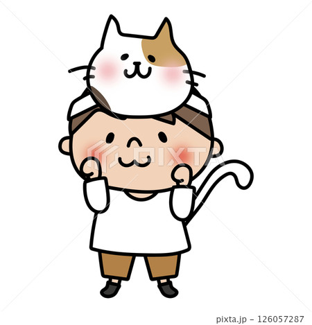 お遊戯会で猫のお面を被った男の子 126057287