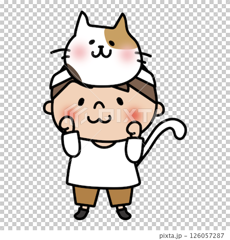 お遊戯会で猫のお面を被った男の子 126057287