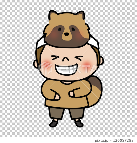 A boy wearing a raccoon mask at a play party 126057288