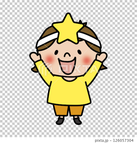 お遊戯会で星のお面を被った女の子 126057304