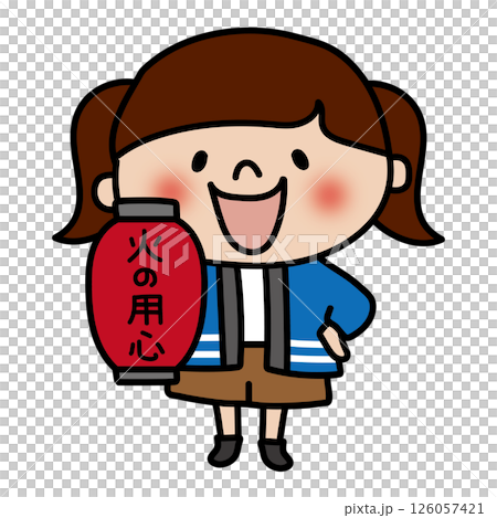 A girl holding a fire lantern 126057421