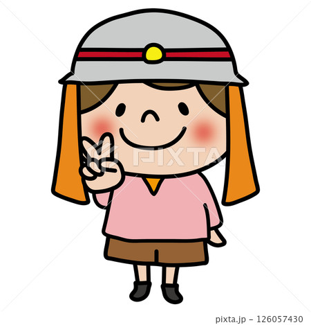 消防士の帽子を被る子供（女の子1） 126057430