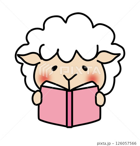 本を読む羊 126057566