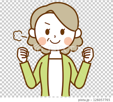 やる気満々のおばさん、おばあさん、高齢女性のイラスト やる気満々のおばさん、おばあさん、高齢女性のイラスト 126057765