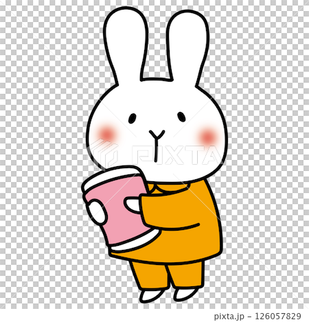 穿著睡衣，抱著枕頭的白兔 126057829