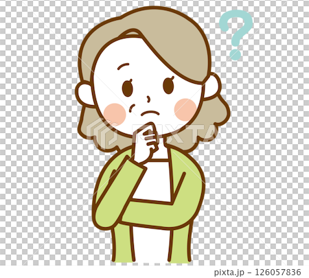 はてなを浮かべているおばさん、おばあさん、高齢女性のイラスト はてなを浮かべているおばさん、おばあさん、高齢女性のイラスト 126057836
