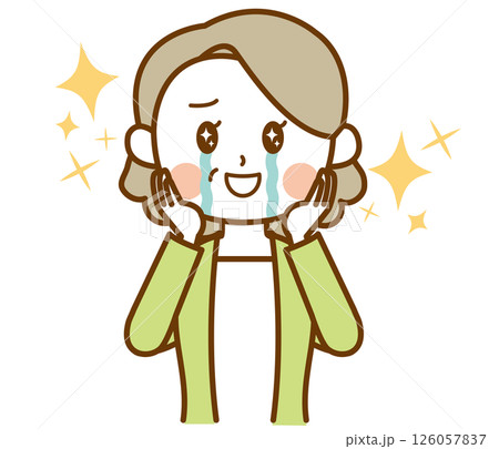 感激しているおばさん、おばあさん、高齢女性のイラスト 感激しているおばさん、おばあさん、高齢女性のイラスト 126057837