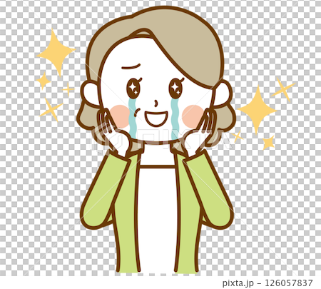 感激しているおばさん、おばあさん、高齢女性のイラスト 感激しているおばさん、おばあさん、高齢女性のイラスト 126057837