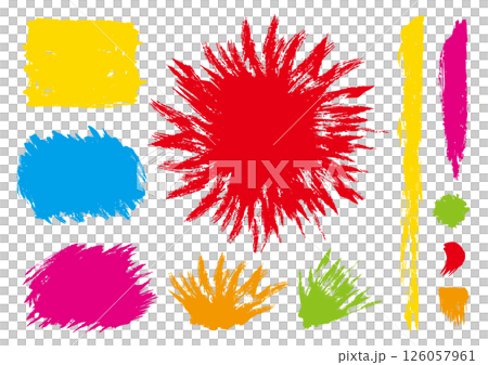 一組 11 件色彩繽紛、凌亂的筆觸設計作品 126057961