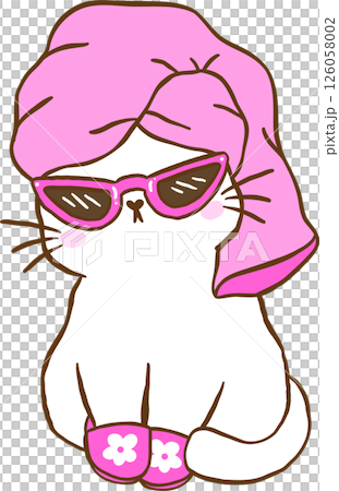 Cute Girly Self Care Cat Towel on Head Cartoon Doodle Hand Drawn with Positive Humorous 126058002