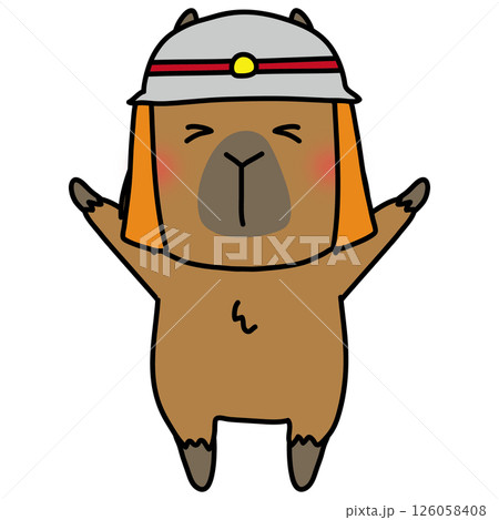 消防士の帽子を被るカピバラ 126058408