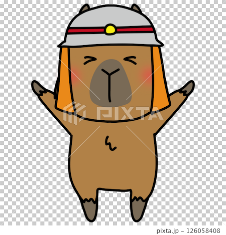 消防士の帽子を被るカピバラ 126058408