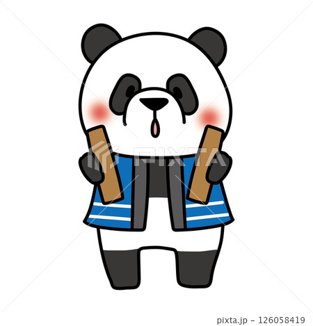 拍子木を持っているパンダ 拍子木を持っているパンダ 126058419