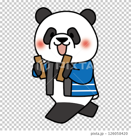 一隻熊貓拿著木棒警告人們小心火災 126058420