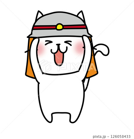 消防士の帽子を被る白い猫 消防士の帽子を被る白い猫 126058433