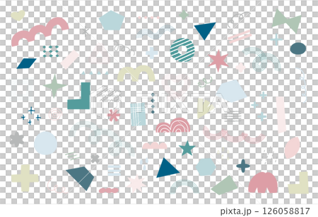 手繪風格裝飾,粗獷,塗鴉,裝飾,素材,插畫,向量圖,裝飾,波浪線,虛線,星星,雨,集合 126058817