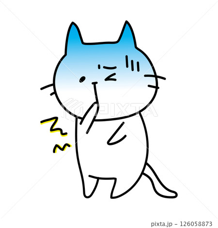 嘔吐下痢に苦しむ白い猫 126058873