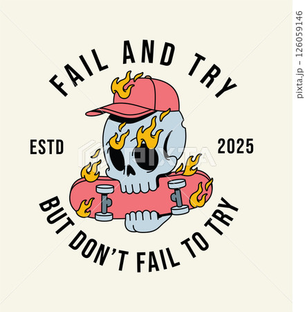 skull skateboard retro cute illustration 126059146