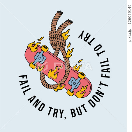 skateboard fail retro cute illustration 126059149