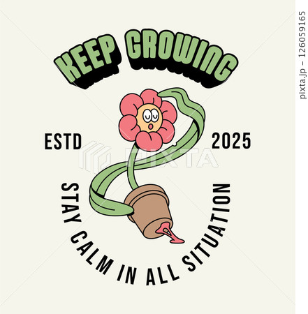 flower stuck into chewing gum retro cute illustration flower stuck into chewing gum retro cute illustration 126059165
