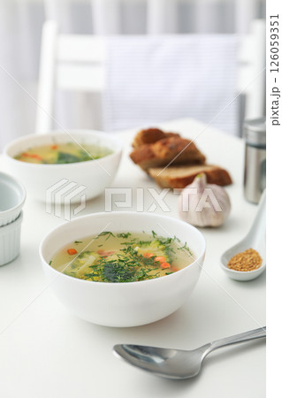 Vegetable soup, homemade healthy nutrition, healthy lifestyle Vegetable soup, homemade healthy nutrition, healthy lifestyle 126059351
