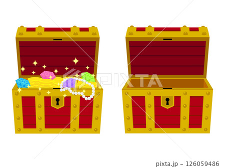 財宝が入っている宝箱と空っぽの宝箱 財宝が入っている宝箱と空っぽの宝箱 126059486