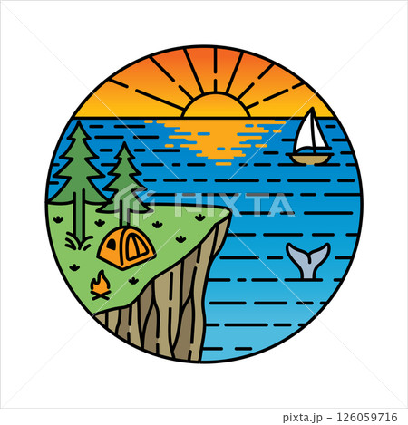 natural scenery in the frame illustration natural scenery in the frame illustration 126059716